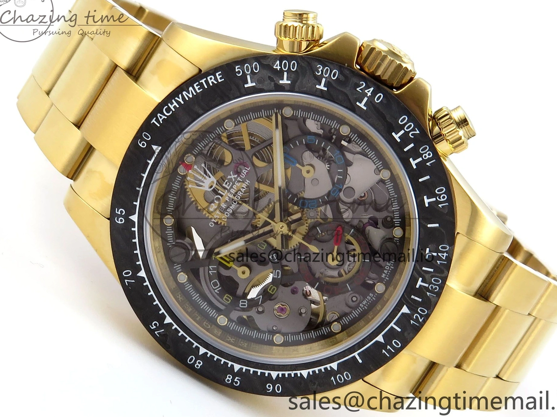 0409 Daytona Artisans Skeleton YG ADGF Best Edition Skeleton Dial on YG Oyster Bracelet SA FlexibleFit 754